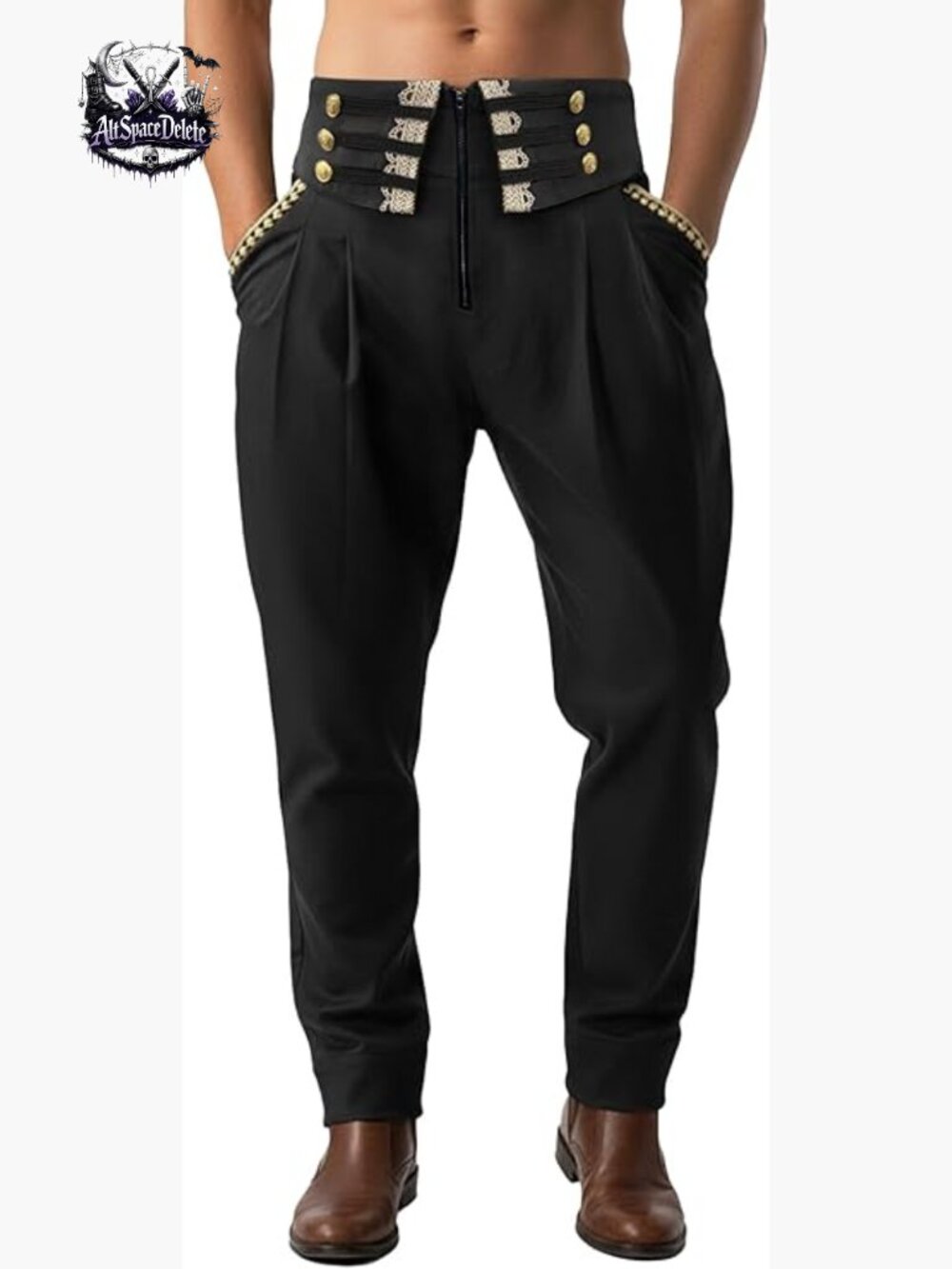 Gothic Medieval Pirate Steampunk Viking Costume Trousers with Elastic Waist